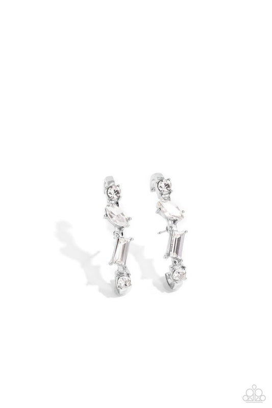 Sliding Shimmer - White - Paparazzi Earring Image