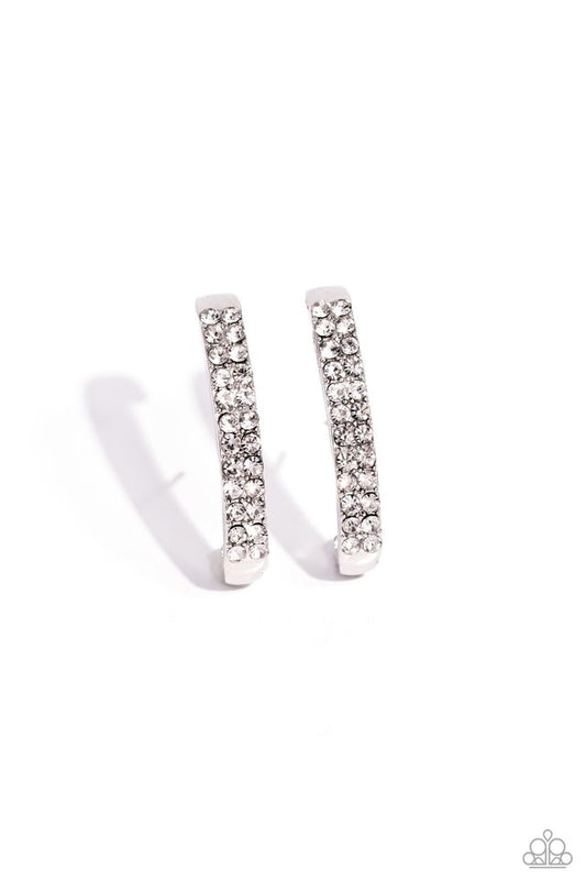 Sliding Series - White - Paparazzi Earring Image