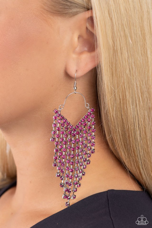 V Fallin - Pink - Paparazzi Earring Image
