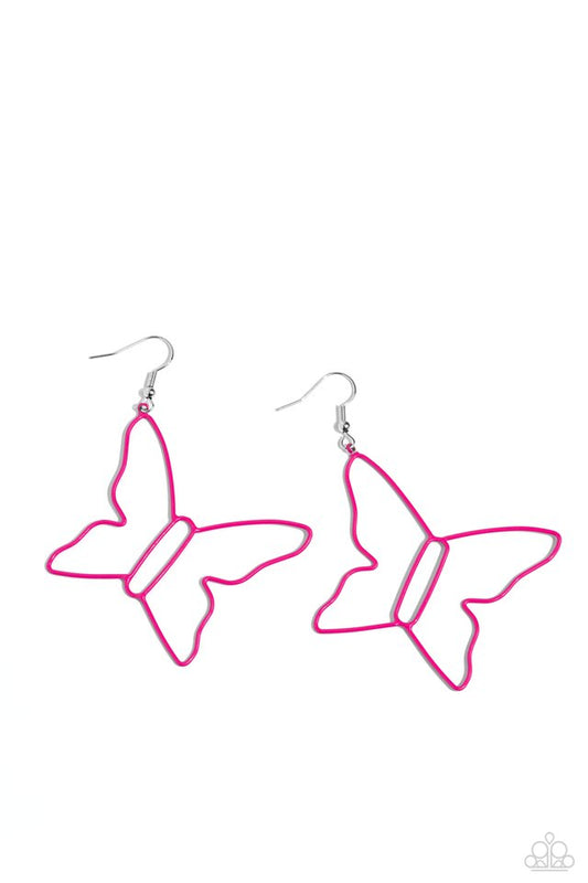 Soaring Silhouettes - Pink - Paparazzi Earring Image