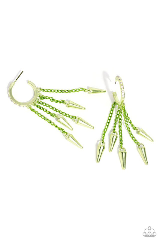 Piquant Punk - Green - Paparazzi Earring Image