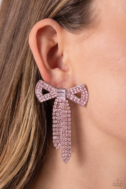 Just BOW With It - Pink - Paparazzi Earring Image