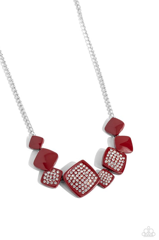 Twinkling Tables - Red - Paparazzi Necklace Image