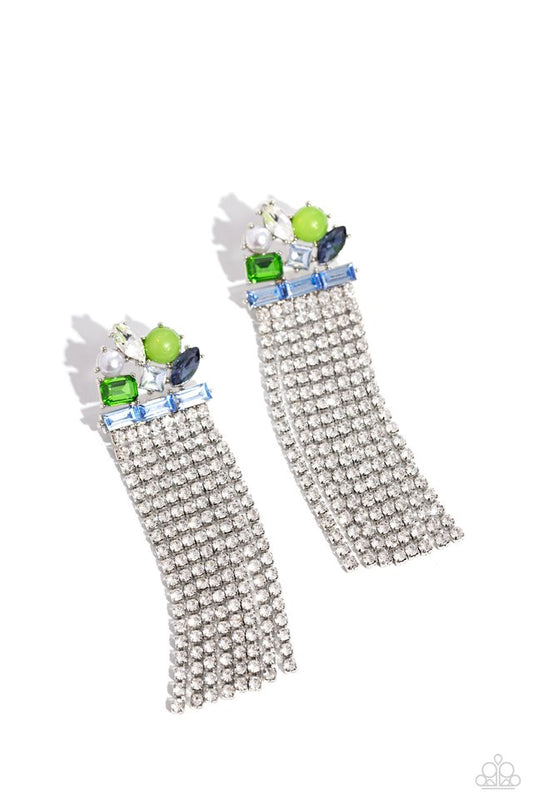 Horizontal Hallmark - Blue - Paparazzi Earring Image