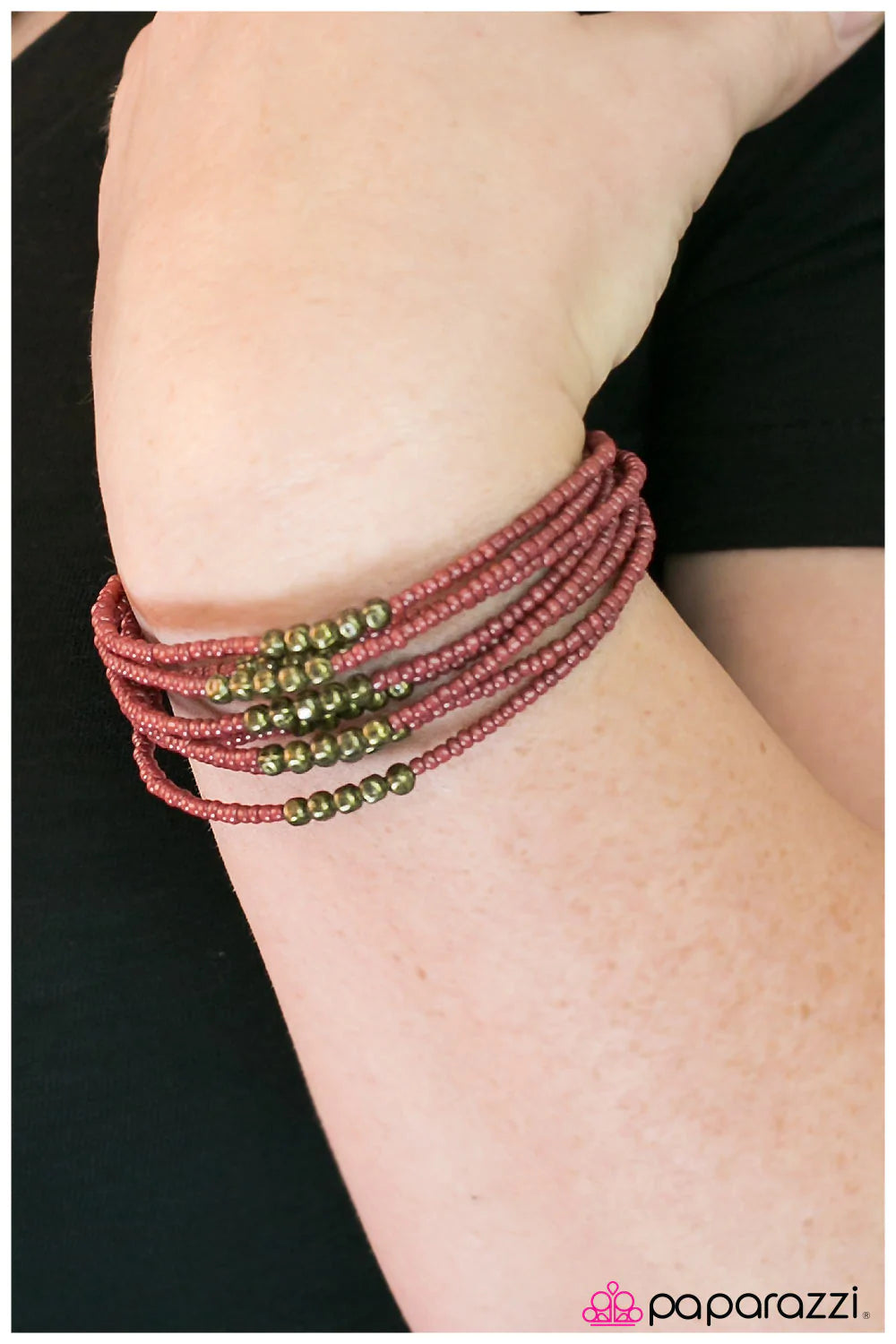 Paparazzi Bracelet ~ Just BEAD It! - Red (Marsala) - Red