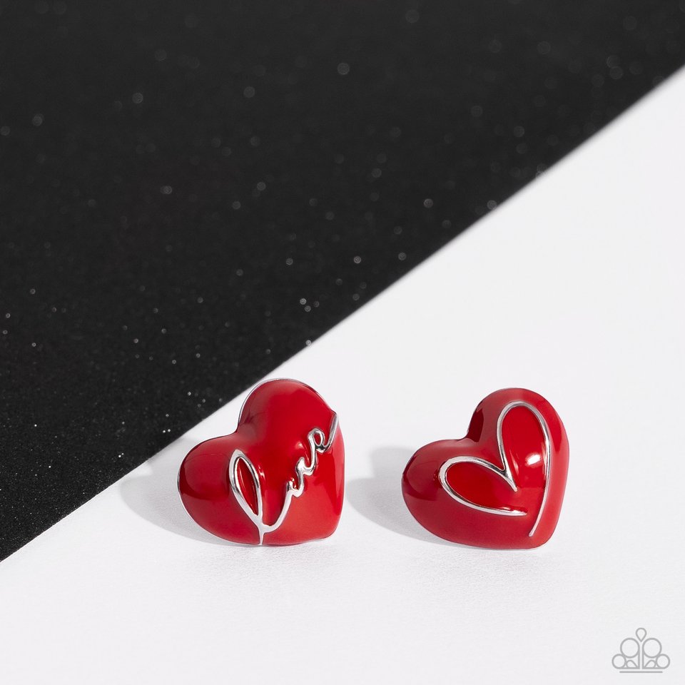 Glimmering Love - Red - Paparazzi Earring Image