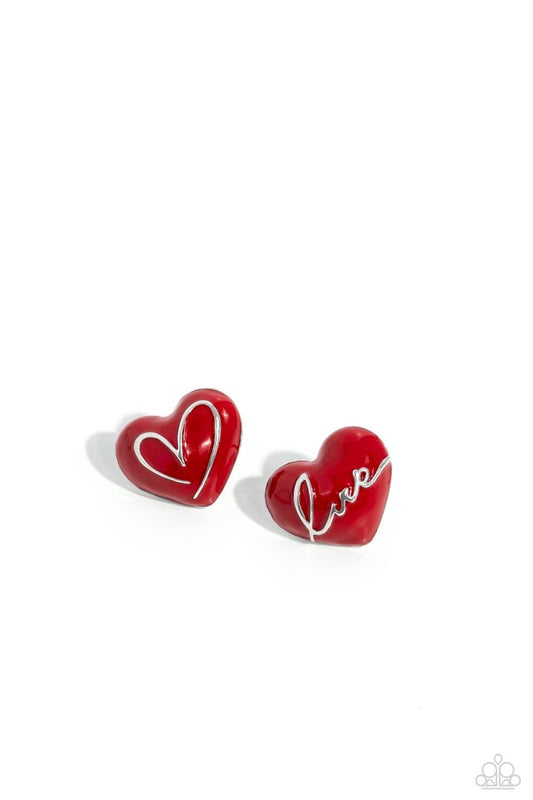 Glimmering Love - Red - Paparazzi Earring Image