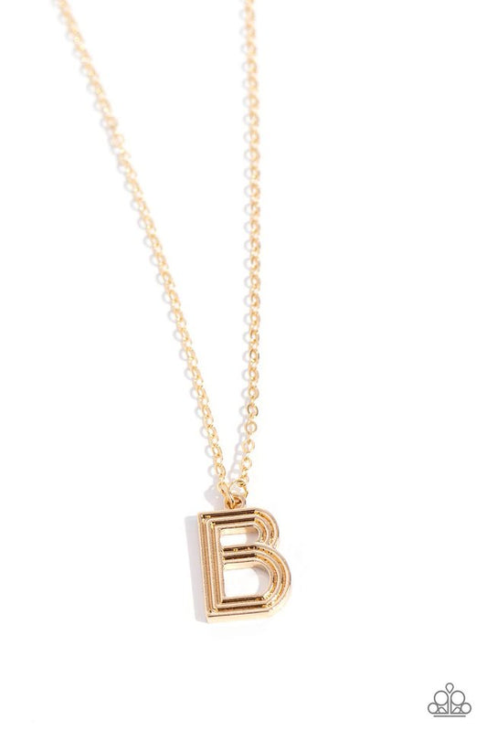 Leave Your Initials - Gold - B - Paparazzi Necklace Image