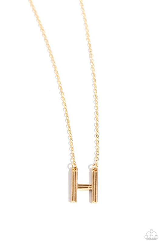 Leave Your Initials - Gold - H - Paparazzi Necklace Image