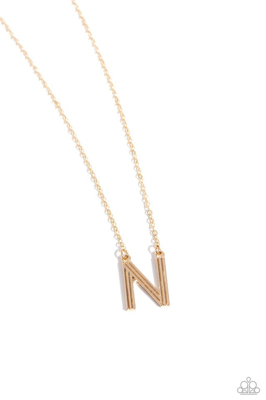Leave Your Initials - Gold - N - Paparazzi Necklace Image