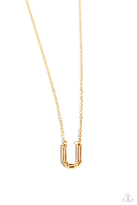 Leave Your Initials - Gold - U - Paparazzi Necklace Image
