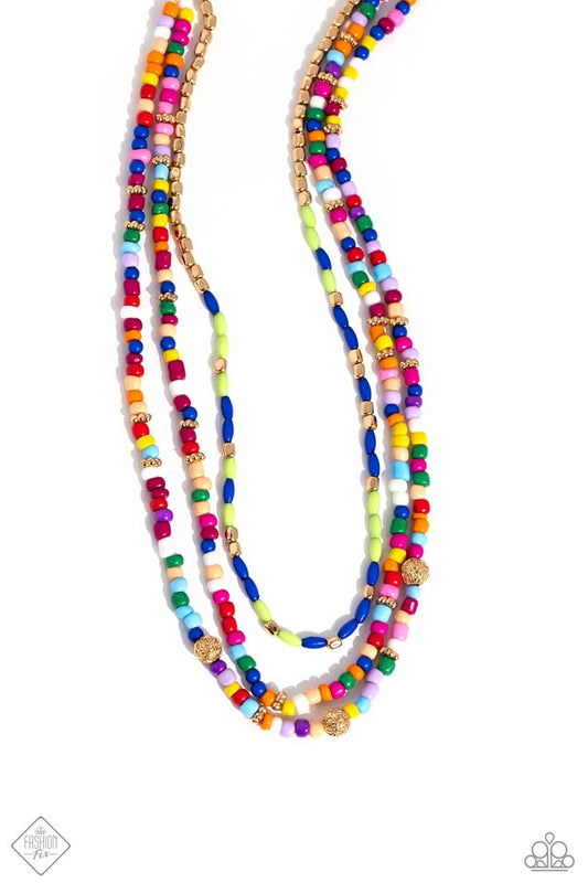 Multicolored Mashup - Gold - Paparazzi Necklace Image