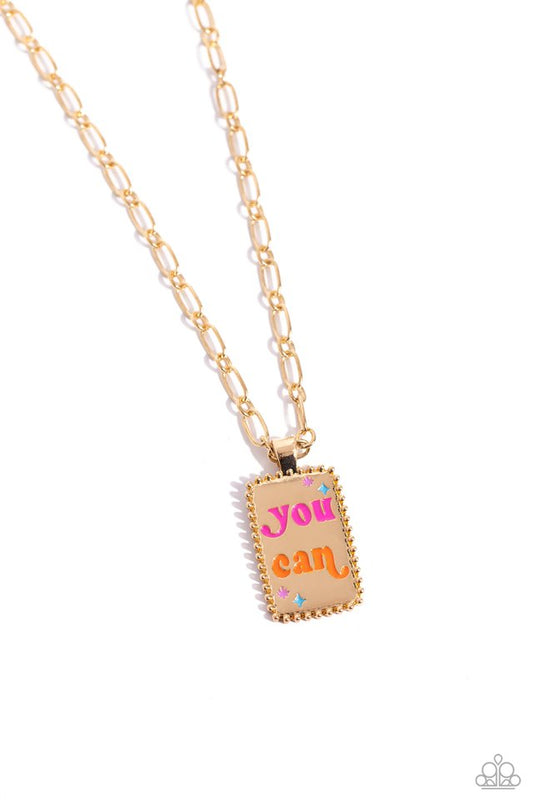 Yes You Can - Gold - Paparazzi Necklace Image