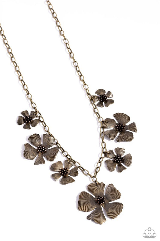 Prideful Pollen - Brass - Paparazzi Necklace Image