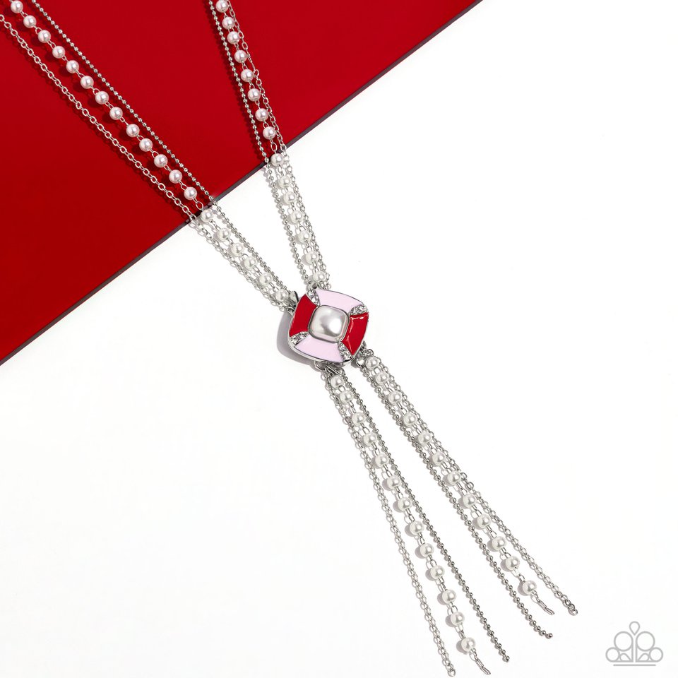 I Pinky SQUARE - Red - Paparazzi Necklace Image
