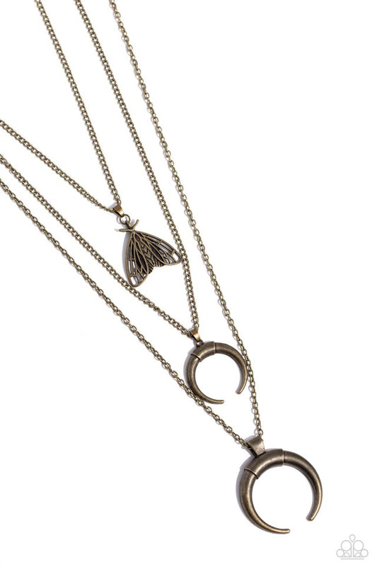 Moth Medley - Brass - Paparazzi Necklace Image