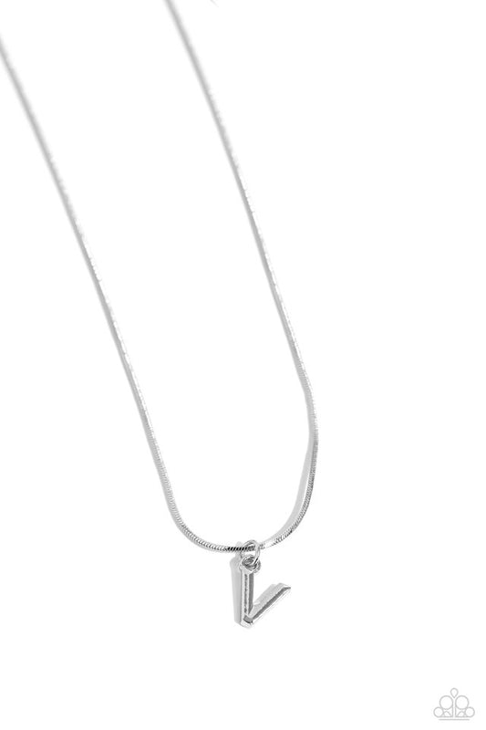 Seize the Initial - Silver - V - Paparazzi Necklace Image