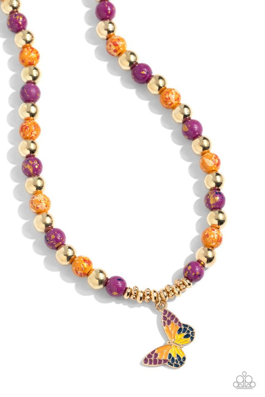 Speckled Story - Orange - Paparazzi Necklace Image