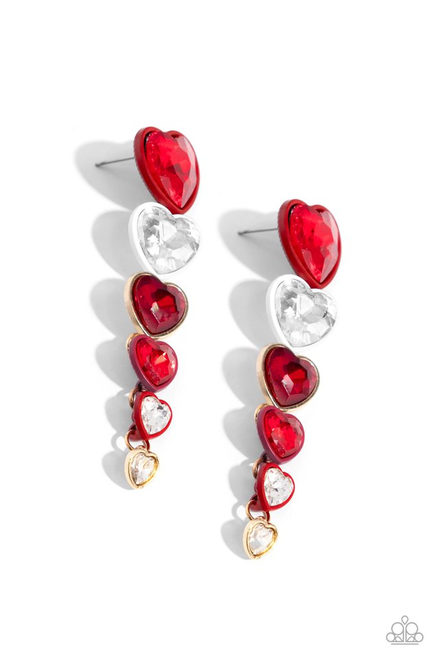 Cascading Casanova - Red - Paparazzi Earring Image