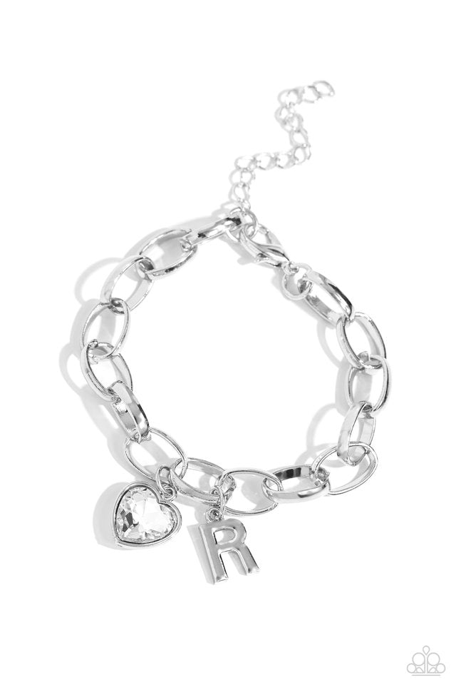 Guess Now Its INITIAL - White - R - Paparazzi Bracelet Image
