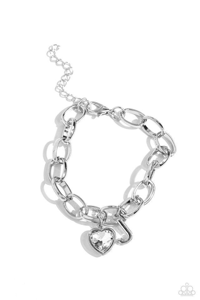 Guess Now Its INITIAL - White - J - Paparazzi Bracelet Image