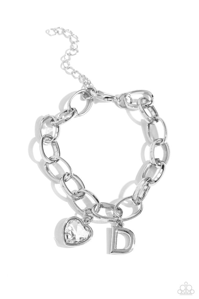 Guess Now Its INITIAL - White - D - Paparazzi Bracelet Image