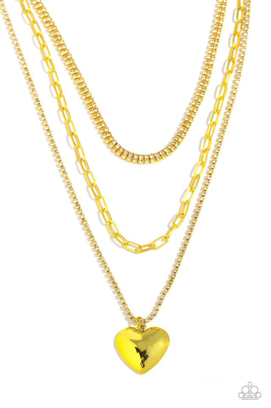 Caring Cascade - Yellow - Paparazzi Necklace Image