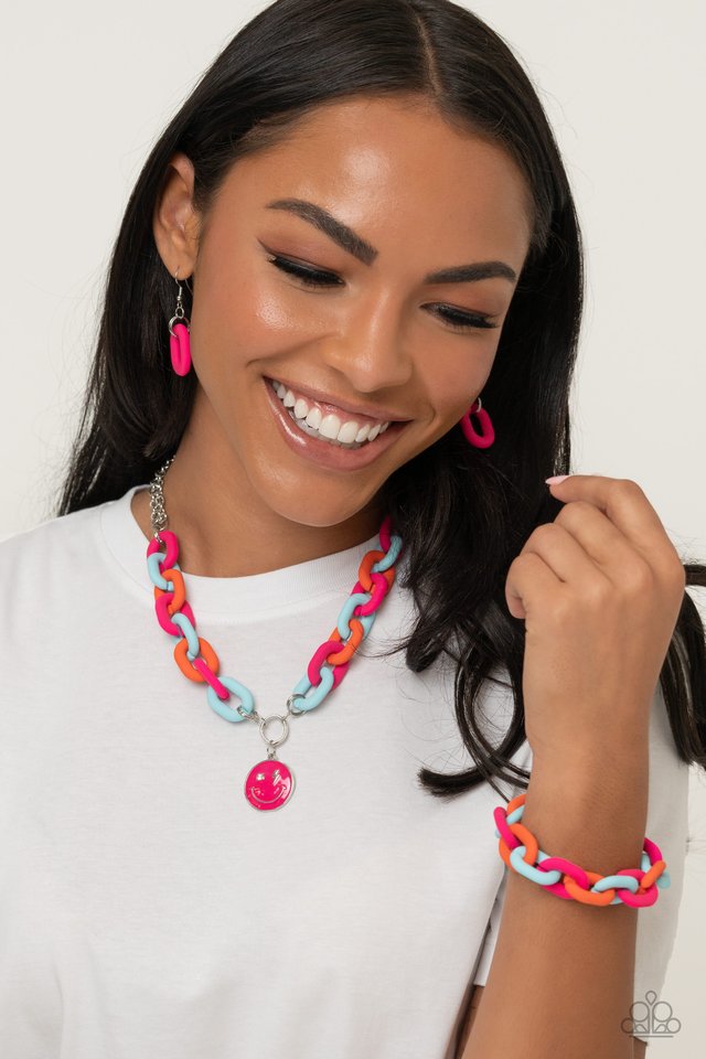 Speed SMILE - Pink - Paparazzi Necklace Image
