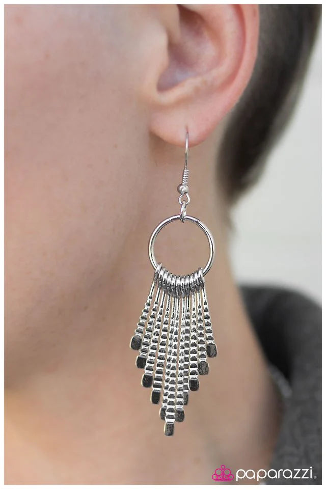 Paparazzi Earring ~ The Speed of Light - Silver