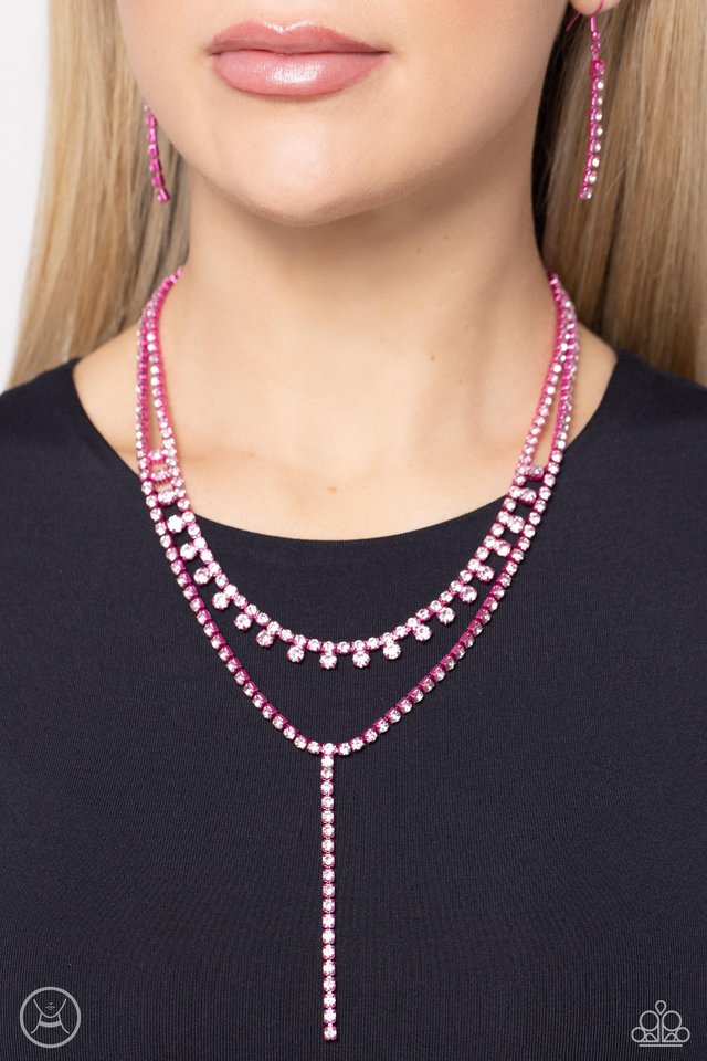 put on your party dress pink necklace paparazzi Put On Your Party Dress - Pink Pearl Necklace