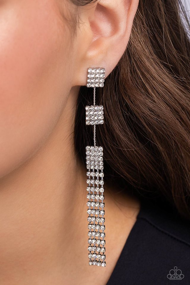 Paparazzi white sales fringe earrings