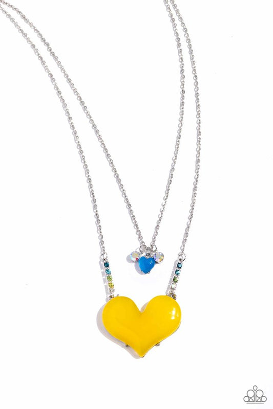Heart-Racing Recognition - Yellow - Paparazzi Necklace Image