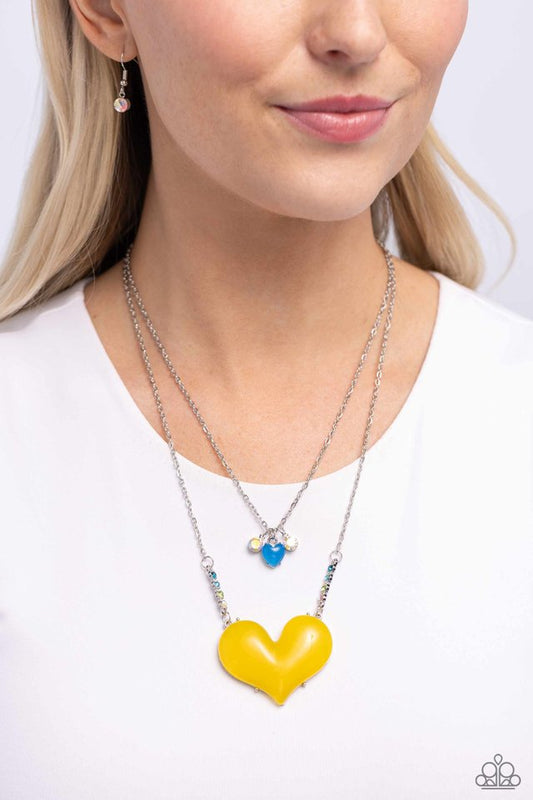 Heart-Racing Recognition - Yellow - Paparazzi Necklace Image