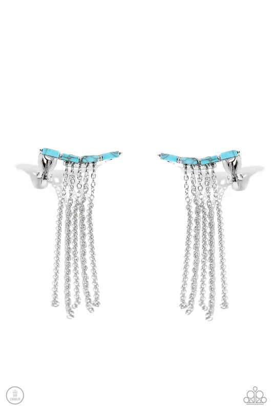 Fault Line Fringe - Blue - Paparazzi Earring Image