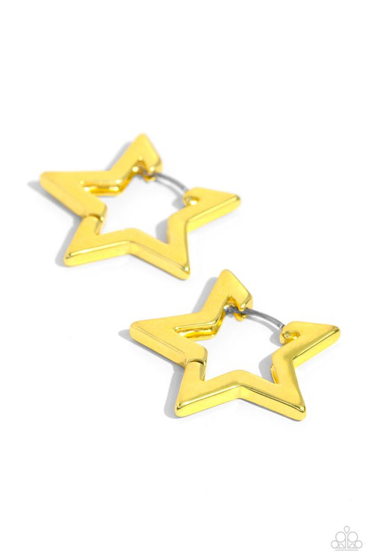 In A Galaxy STAR, STAR Away - Yellow - Paparazzi Earring Image