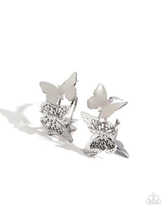 No WINGS Attached - Silver - Paparazzi Earring Image