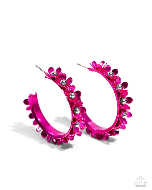 Fashionable Flower Crown - Pink - Paparazzi Earring Image