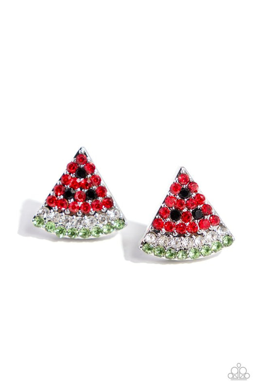 Watermelon Slice - Red - Paparazzi Earring Image