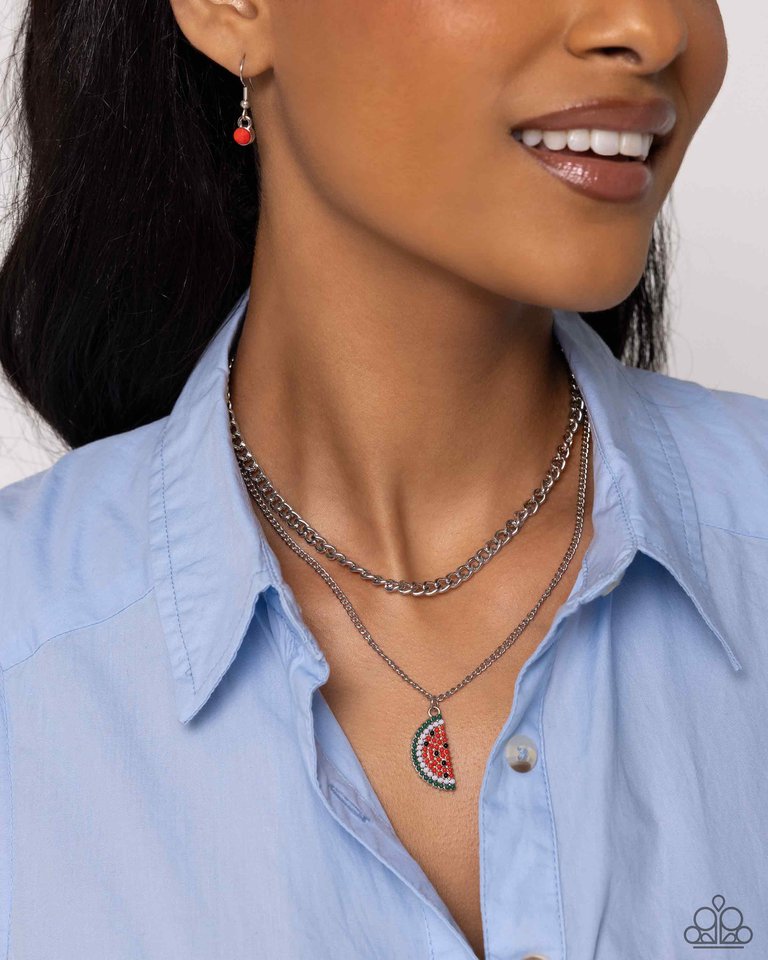 Watermelon Whimsy - Red - Paparazzi Necklace Image