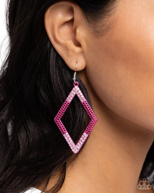 Eloquently Edgy - Pink - Paparazzi Earring Image