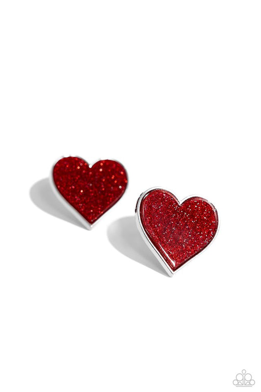 Glitter Gamble - Red - Paparazzi Earring Image