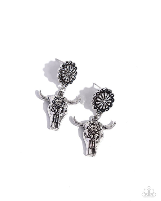 Longhorn Lure - Silver - Paparazzi Earring Image
