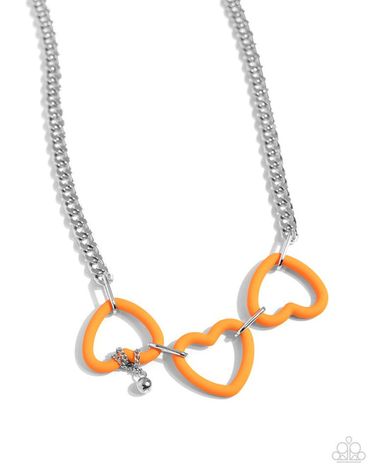 Heart Homage - Orange - Paparazzi Necklace Image