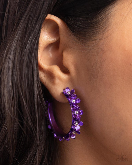 Fashionable Flower Crown - Purple - Paparazzi Earring Image