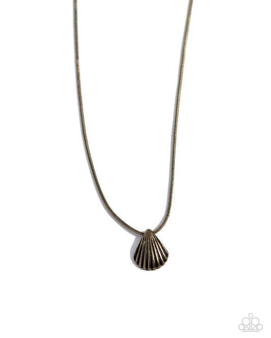 Seashell Simplicity - Brass - Paparazzi Necklace Image