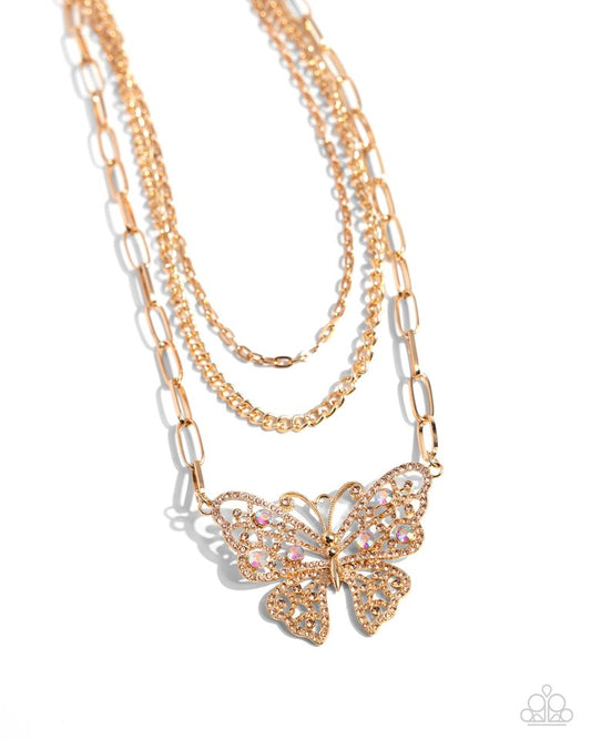 Winged Wonder - Gold - Paparazzi Necklace Image