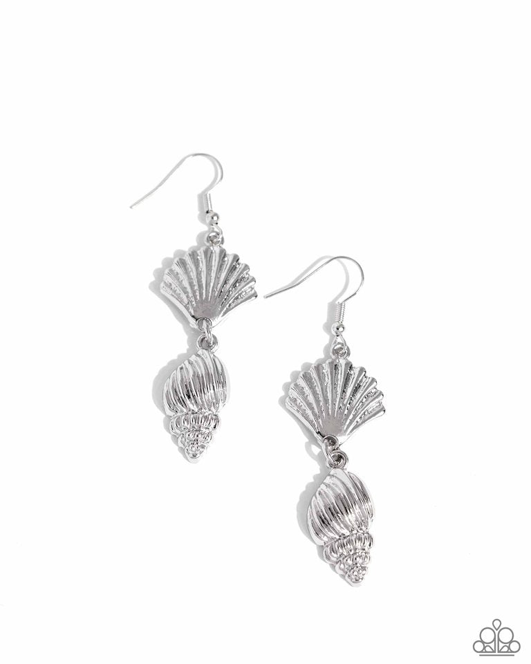 SHELL, I Was In the Area - Silver - Paparazzi Earring Image