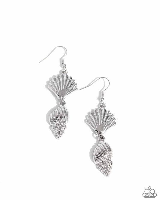 SHELL, I Was In the Area - Silver - Paparazzi Earring Image