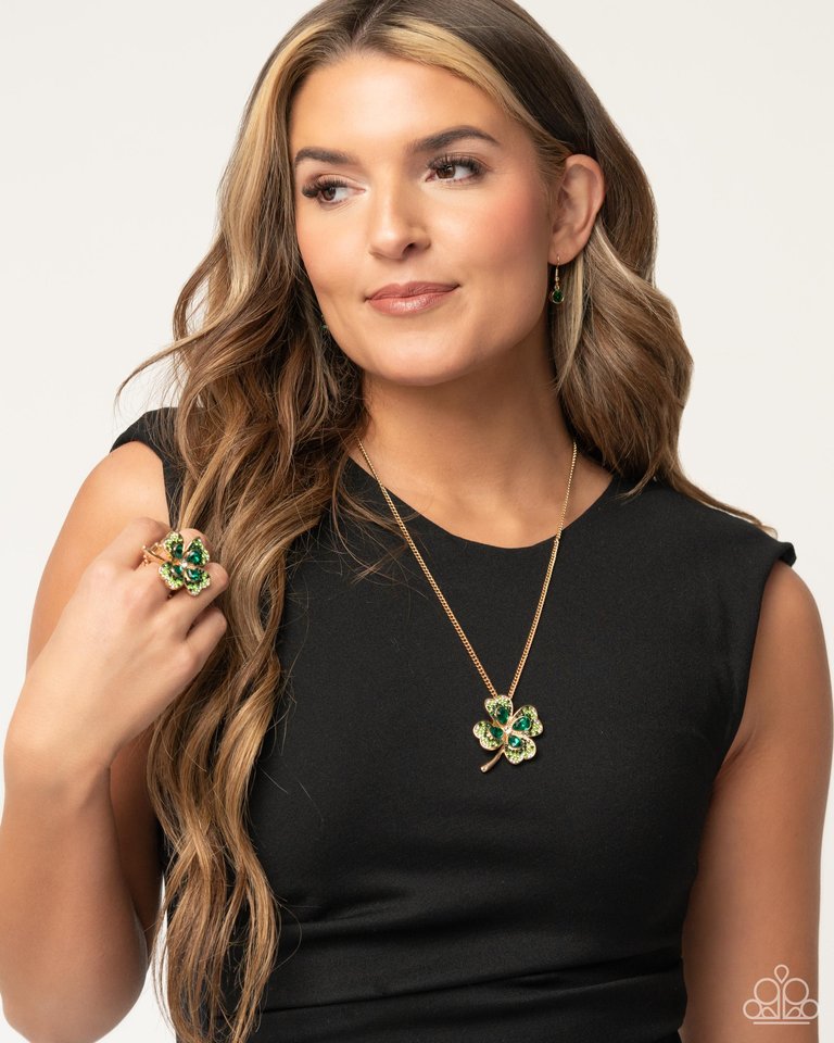 Four Leaf Fashion - Green - Paparazzi Necklace Image