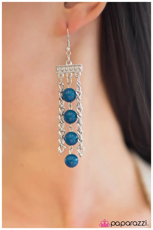 Paparazzi Earring ~ Middle Ground - Blue